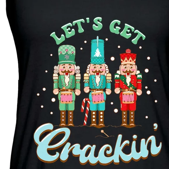 Retro Xmas Lets Get Crackin Nutcracker Christmas Ladies Essential Flowy Tank