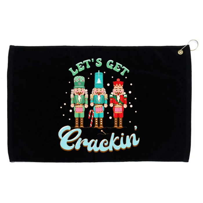 Retro Xmas Lets Get Crackin Nutcracker Christmas Grommeted Golf Towel