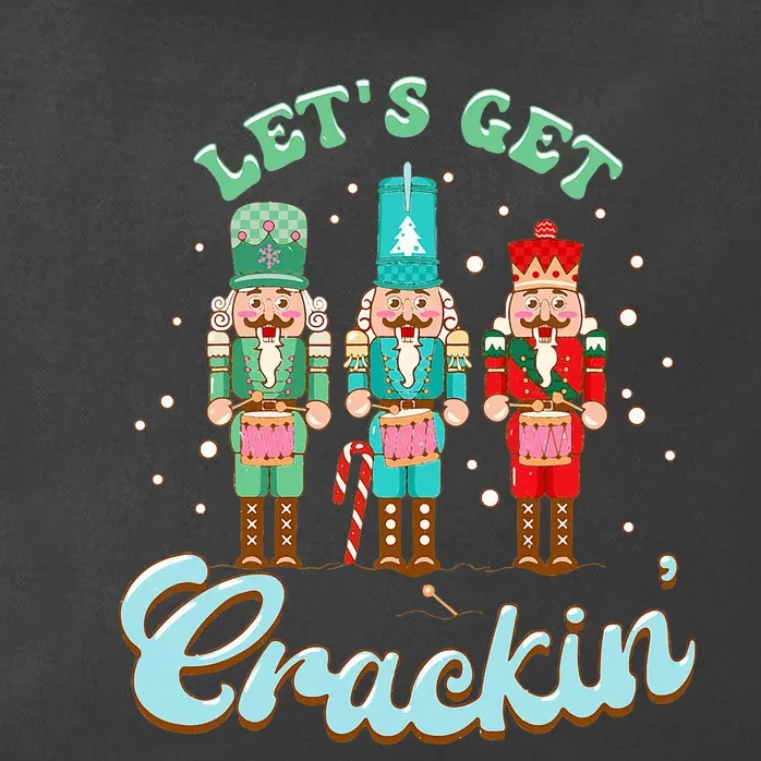 Retro Xmas Lets Get Crackin Nutcracker Christmas Zip Tote Bag