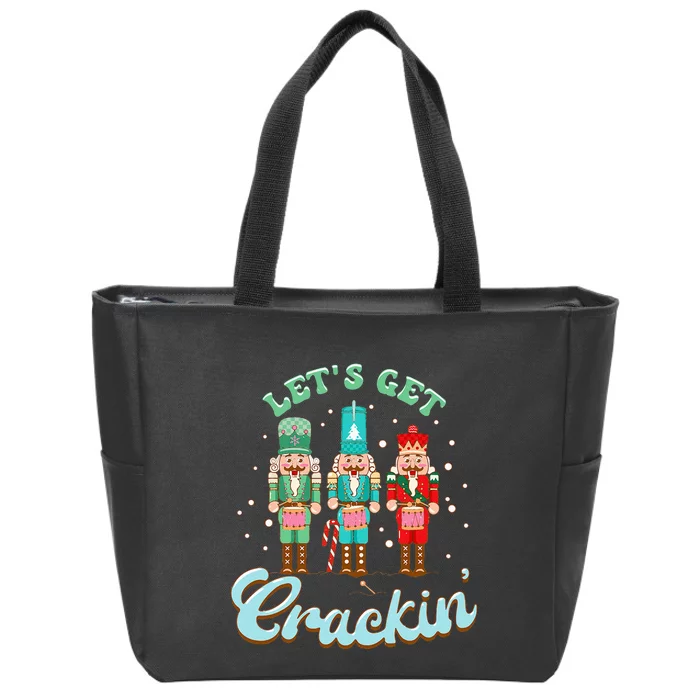 Retro Xmas Lets Get Crackin Nutcracker Christmas Zip Tote Bag