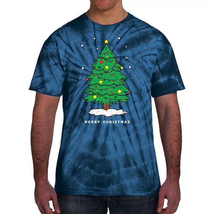 Retro Xmas Merry Christmas Tree Lights Tie-Dye T-Shirt