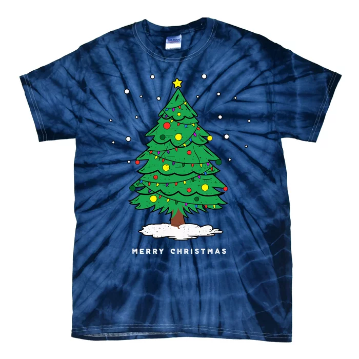 Retro Xmas Merry Christmas Tree Lights Tie-Dye T-Shirt