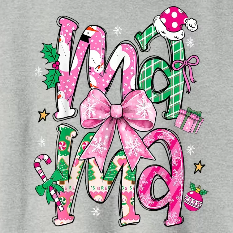 Retro Xmas Mama Coquette Bows Christmas Pajamas Gift Women's Crop Top Tee