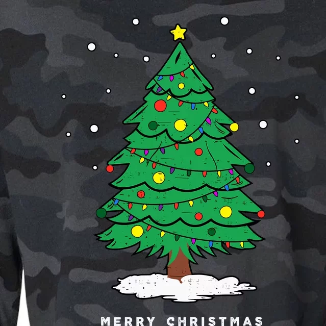 Retro Xmas Merry Christmas Tree Lights Cropped Pullover Crew