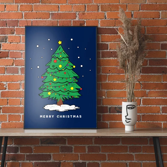 Retro Xmas Merry Christmas Tree Lights Poster