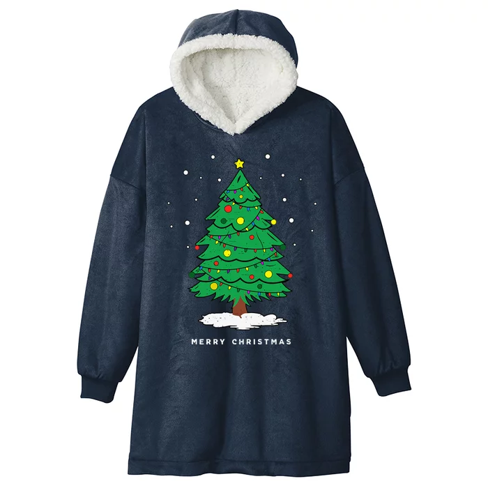 Retro Xmas Merry Christmas Tree Lights Hooded Wearable Blanket