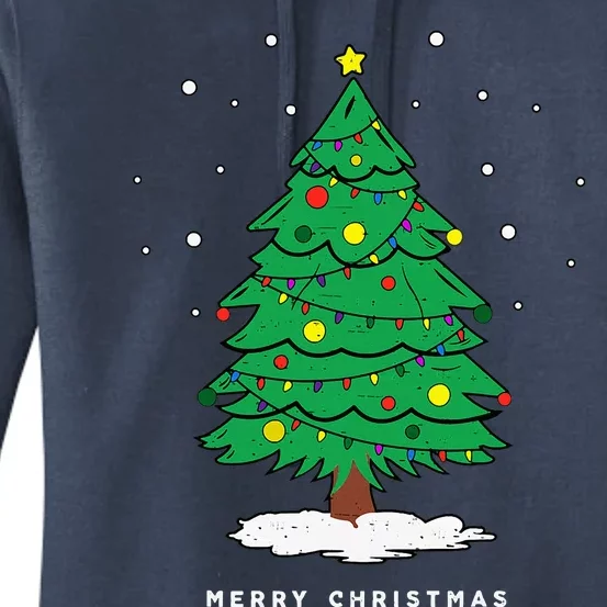 Retro Xmas Merry Christmas Tree Lights Women's Pullover Hoodie