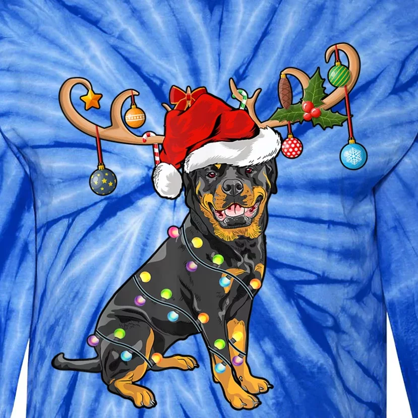 Rottweiler Xmas Santa's Reindeer Rottweiler Christmas Meaningful Gift Tie-Dye Long Sleeve Shirt