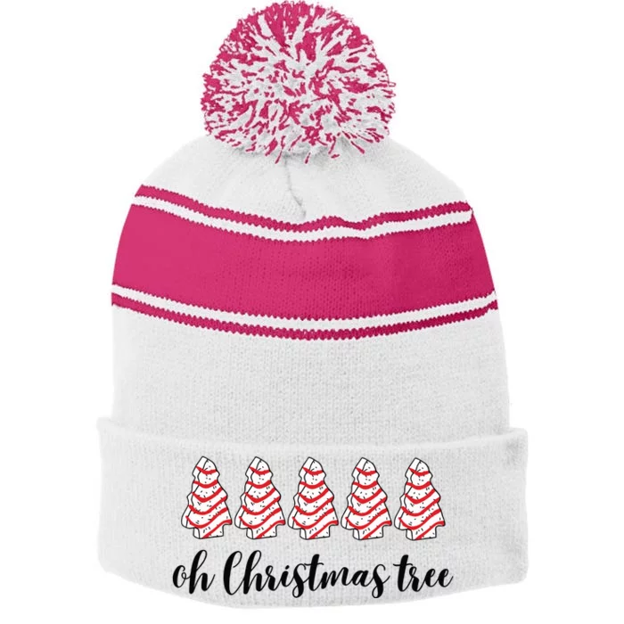 Retro Xmas Tree Cakes Stripe Pom Pom Beanie