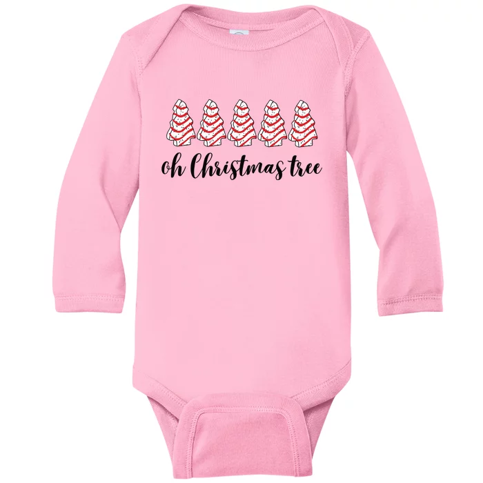 Retro Xmas Tree Cakes Baby Long Sleeve Bodysuit