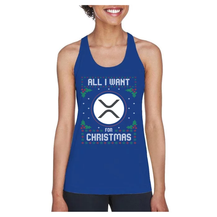 Ripple Xrp Ugly Christmas Sweater All I Want For Xmas Meaningful Gift Women's Racerback Tank