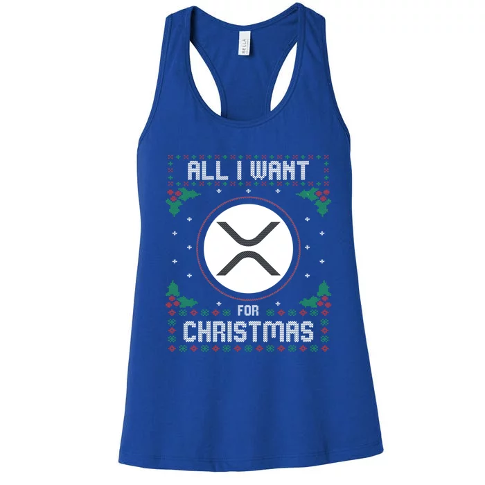 Ripple Xrp Ugly Christmas Sweater All I Want For Xmas Meaningful Gift Women's Racerback Tank