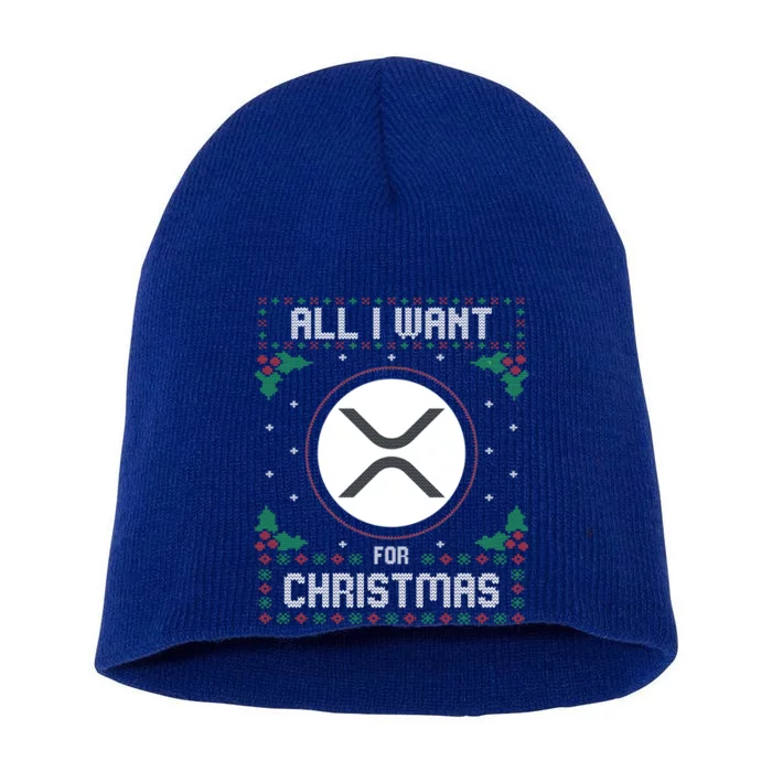 Ripple Xrp Ugly Christmas Sweater All I Want For Xmas Meaningful Gift Short Acrylic Beanie