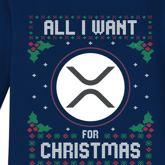 Ripple Xrp Ugly Christmas Sweater All I Want For Xmas Meaningful Gift Baby Long Sleeve Bodysuit