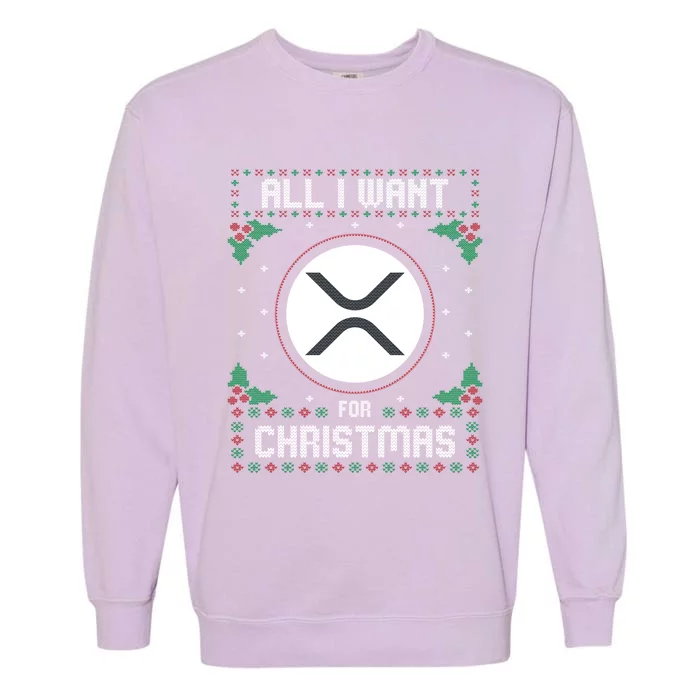 Ripple Xrp Ugly Christmas Sweater All I Want For Xmas Meaningful Gift Garment-Dyed Sweatshirt