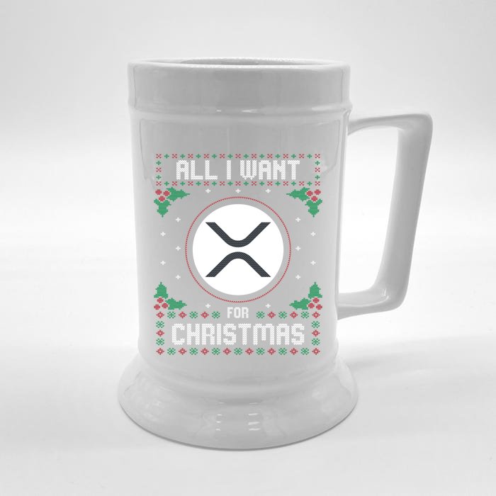 Ripple Xrp Ugly Christmas Sweater All I Want For Xmas Meaningful Gift Front & Back Beer Stein