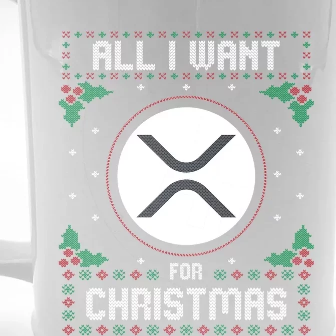 Ripple Xrp Ugly Christmas Sweater All I Want For Xmas Meaningful Gift Front & Back Beer Stein