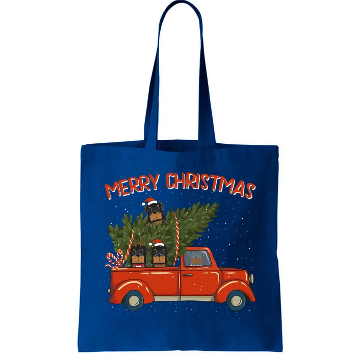 Rottweiler Xmas Vintage Red Pickup Retro Truck Meaningful Gift Tote Bag