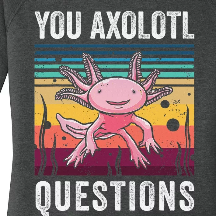 Retro You Axolotl Questions Funny Axolotls Amphibian Lover Women's Perfect Tri Tunic Long Sleeve Shirt