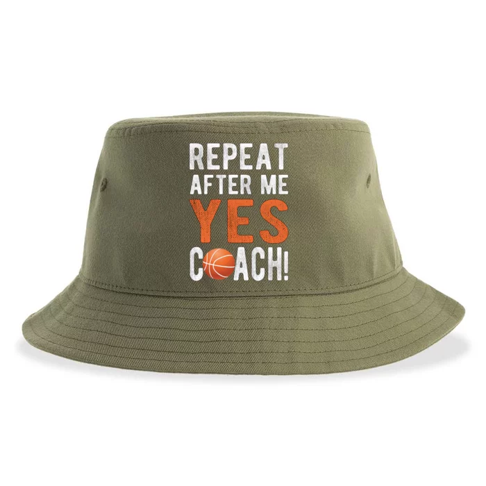 Repeat Yes Basketball Coach Basketball Coaching Gift Sustainable Bucket Hat