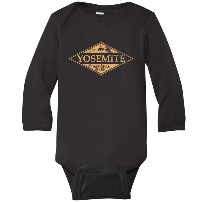 Retro Yosemite California Established 1890 National Park Baby Long Sleeve Bodysuit