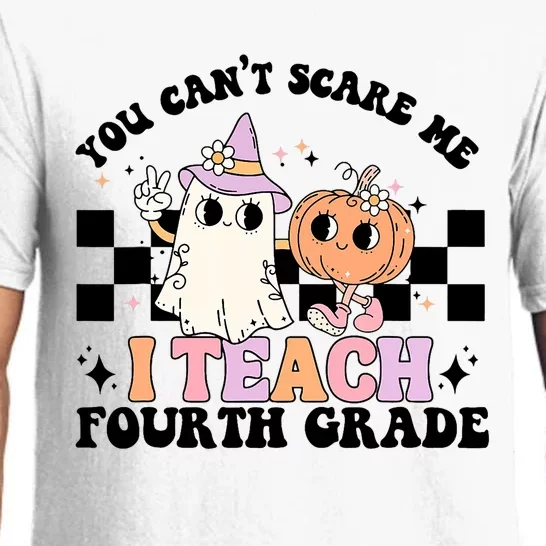 Retro You CanT Scare Me I Teach 4th Grade Teacher Halloween Pajama Set