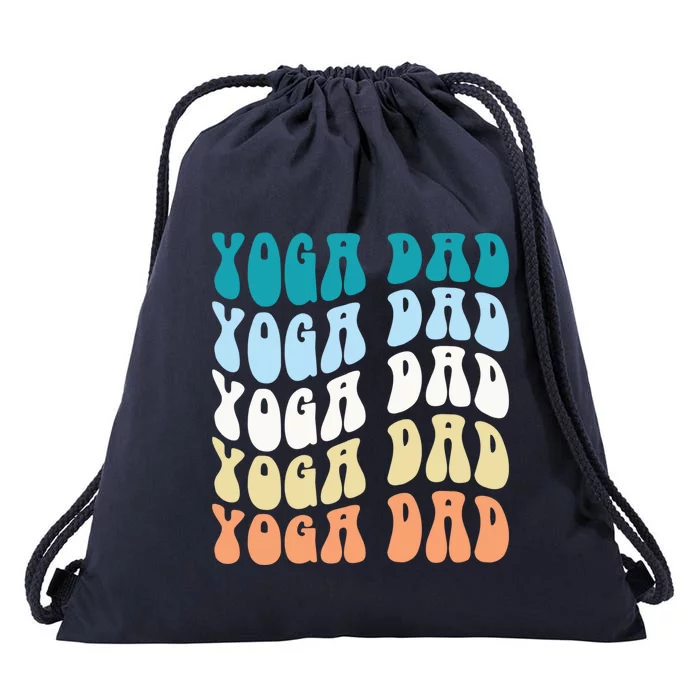 Retro Yoga Dad FatherS Day Retro Groovy Daddy Yoga Gift Drawstring Bag