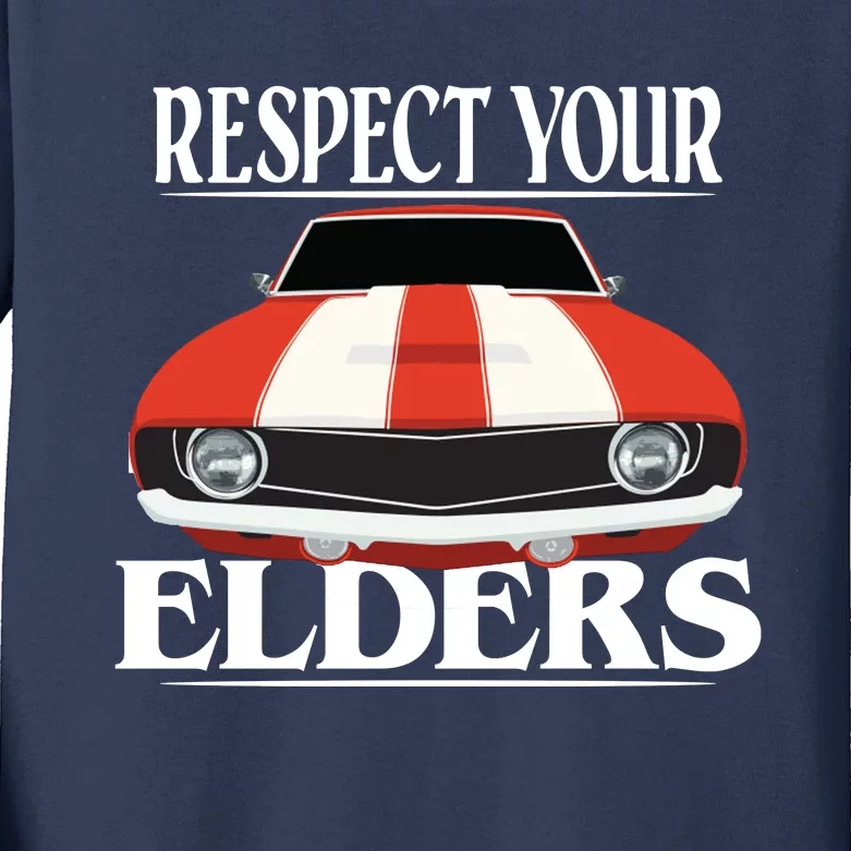 Respect Your Elders Classic Car Kids Long Sleeve Shirt