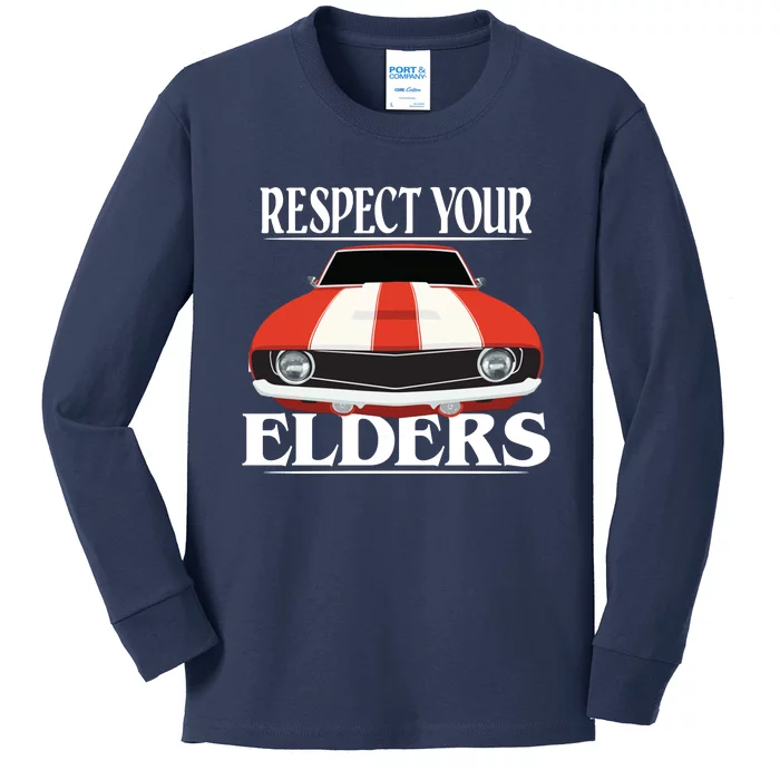 Respect Your Elders Classic Car Kids Long Sleeve Shirt