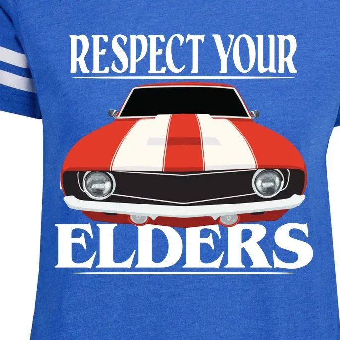 Respect Your Elders Classic Car Enza Ladies Jersey Football T-Shirt