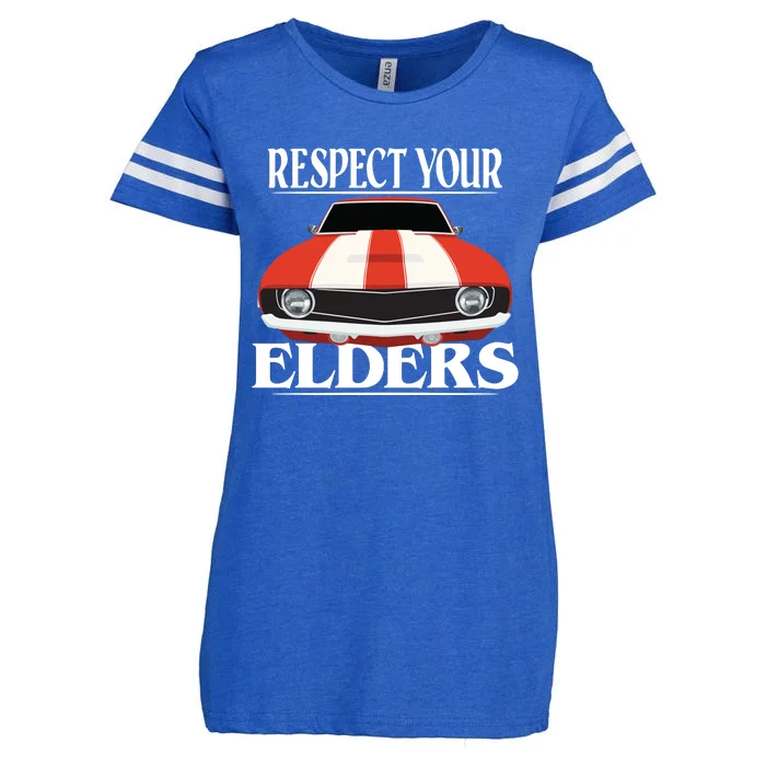 Respect Your Elders Classic Car Enza Ladies Jersey Football T-Shirt