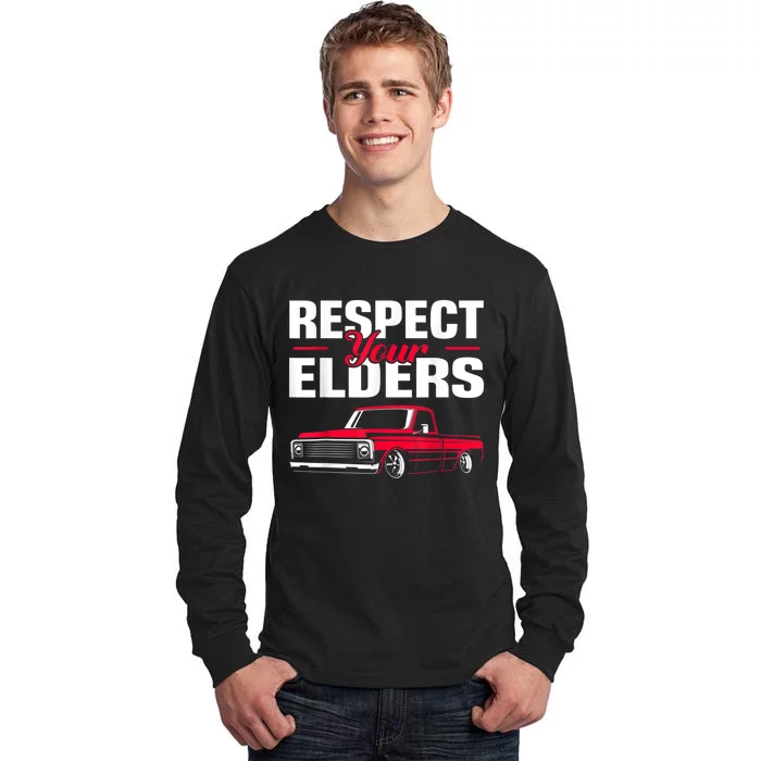 Respect Your Elders Classic Lowrider C10 Vintage Truck Tall Long Sleeve T-Shirt