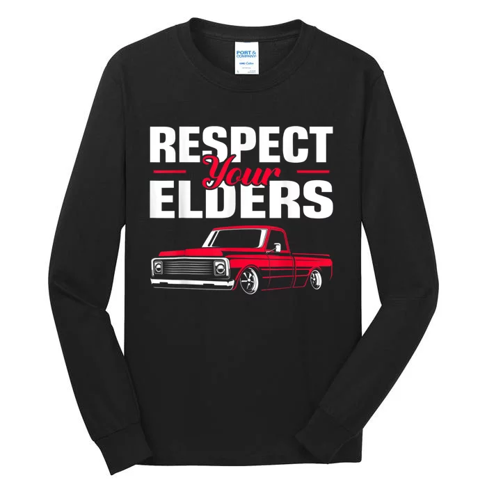 Respect Your Elders Classic Lowrider C10 Vintage Truck Tall Long Sleeve T-Shirt