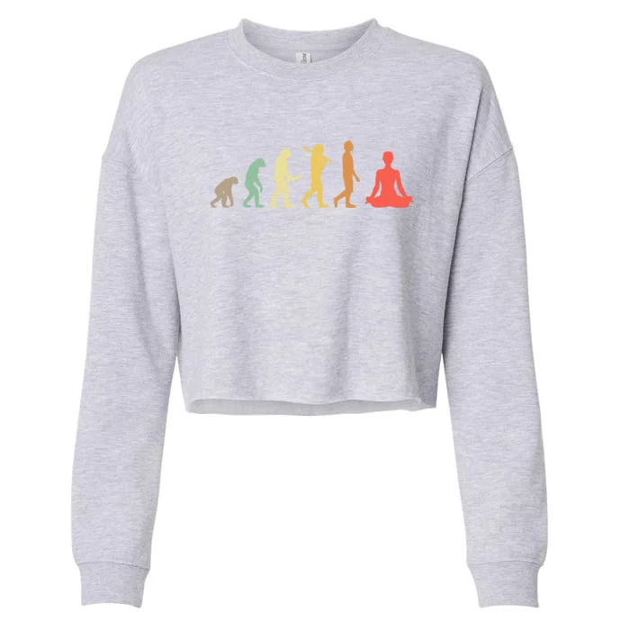 Retro Yoga Evolution Gift For Yogis Cool Gift Cropped Pullover Crew