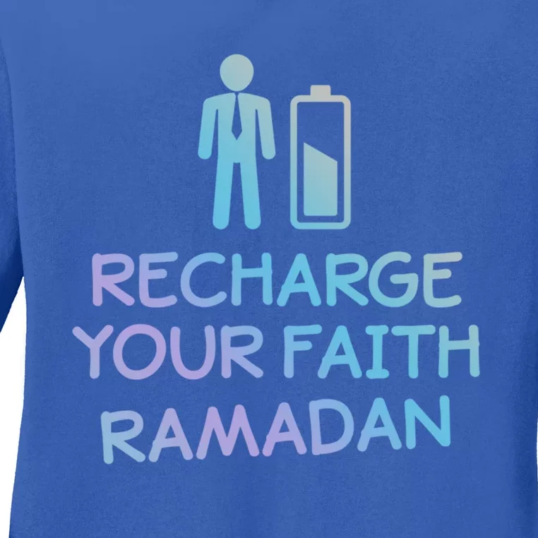 Recharge Your Faith Ramadan Funny Allahu Akhbar Humor Gift Ladies Long Sleeve Shirt