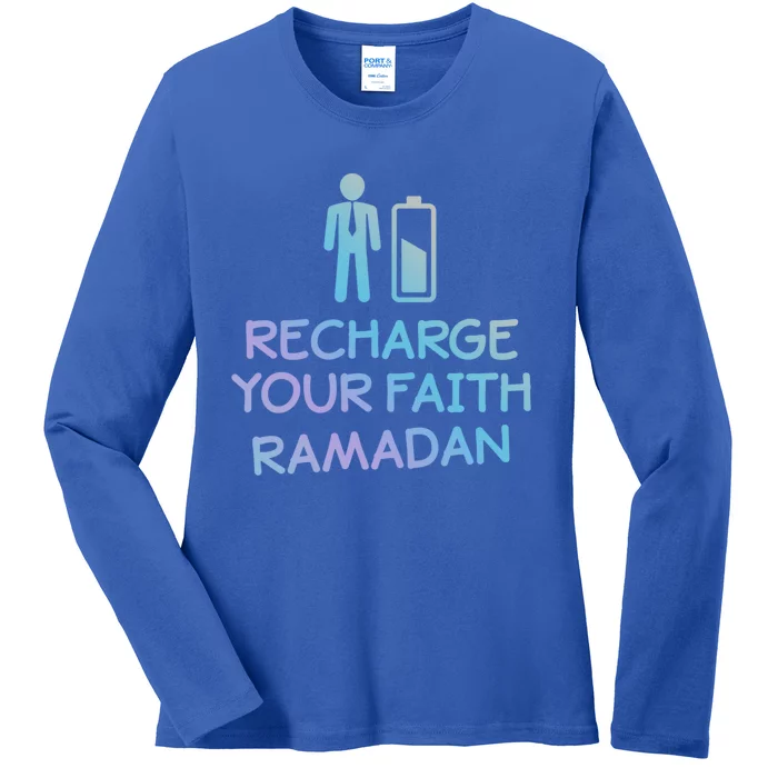 Recharge Your Faith Ramadan Funny Allahu Akhbar Humor Gift Ladies Long Sleeve Shirt