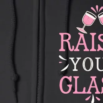 Raise Your Glass Print Party Cheers Full Zip Hoodie