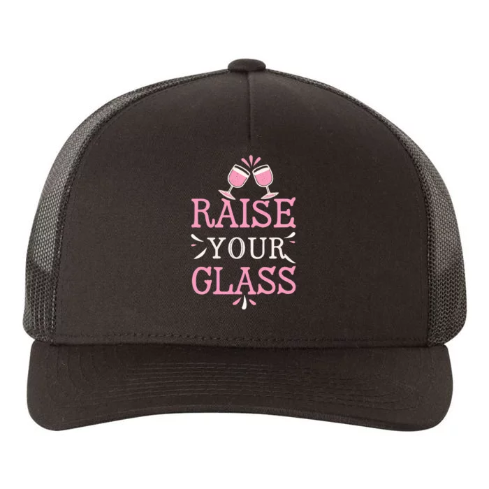 Raise Your Glass Print Party Cheers Yupoong Adult 5-Panel Trucker Hat