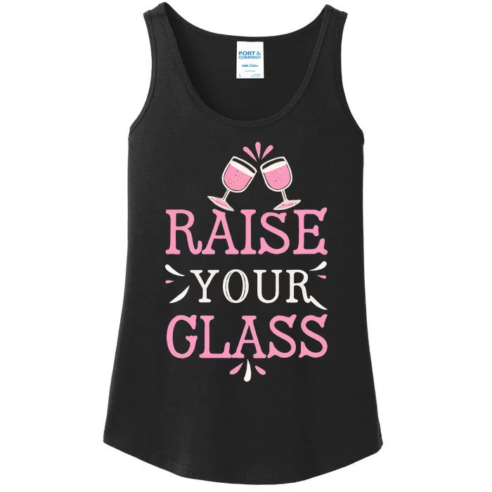 Raise Your Glass Print Party Cheers Ladies Essential Tank