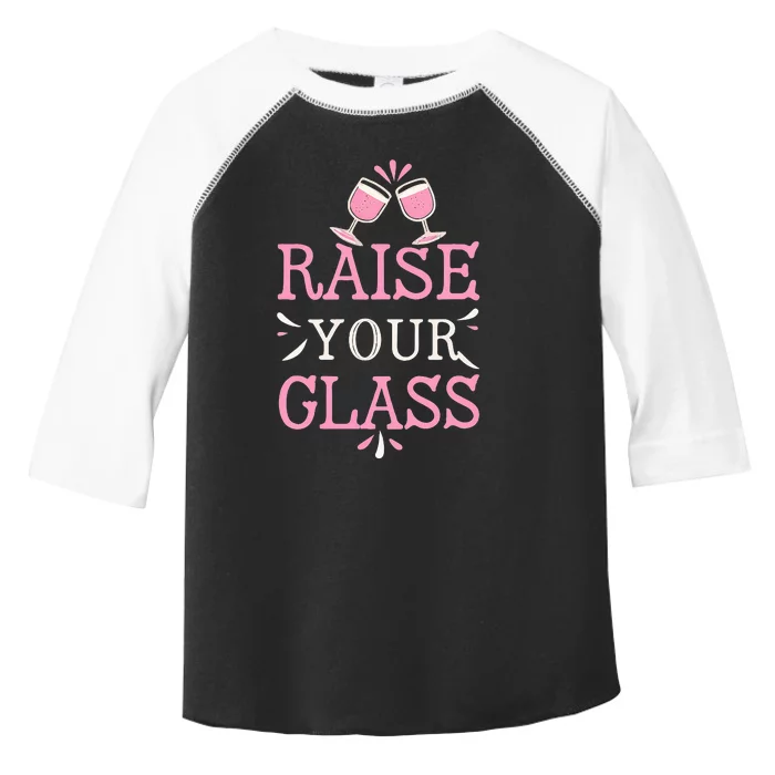 Raise Your Glass Print Party Cheers Toddler Fine Jersey T-Shirt