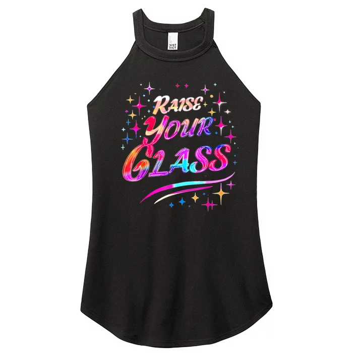 Raise Your Glass Party Cheers Women’s Perfect Tri Rocker Tank