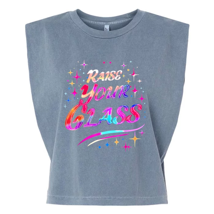 Raise Your Glass Party Cheers Garment-Dyed Women's Muscle Tee