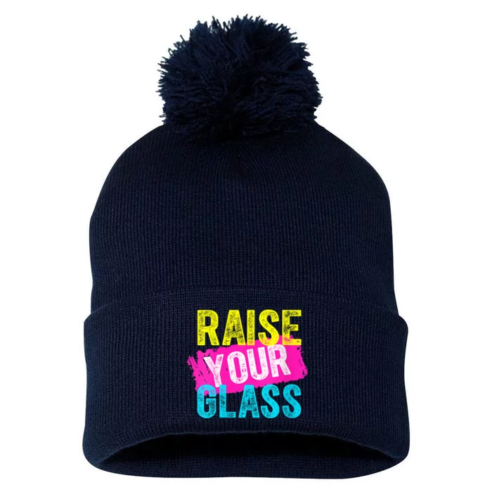 Raise Your Glass Pom Pom 12in Knit Beanie