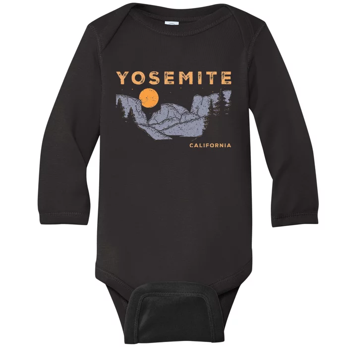 Retro Yosemite Halfdome National Park Vintage Baby Long Sleeve Bodysuit