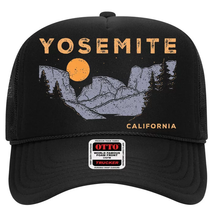 Retro Yosemite Halfdome National Park Vintage High Crown Mesh Trucker Hat