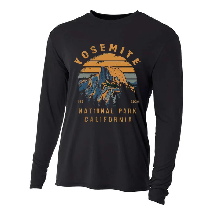 Retro Yosemite Halfdome National Park Vintage Cooling Performance Long Sleeve Crew