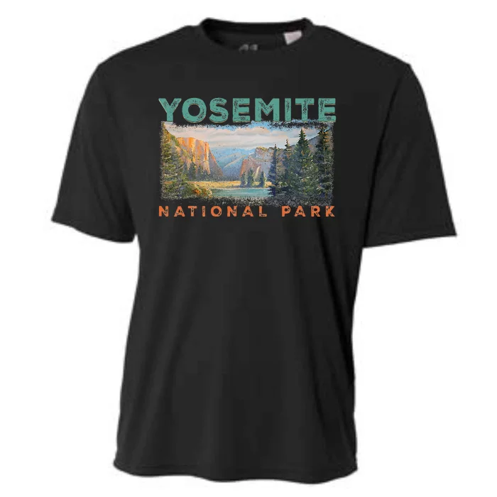 Retro Yosemite Halfdome Park Wyoming Mountain Hiking Cooling Performance Crew T-Shirt