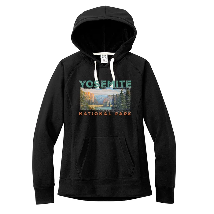 Retro Yosemite Halfdome Park Wyoming Mountain Hiking Women's Fleece Hoodie