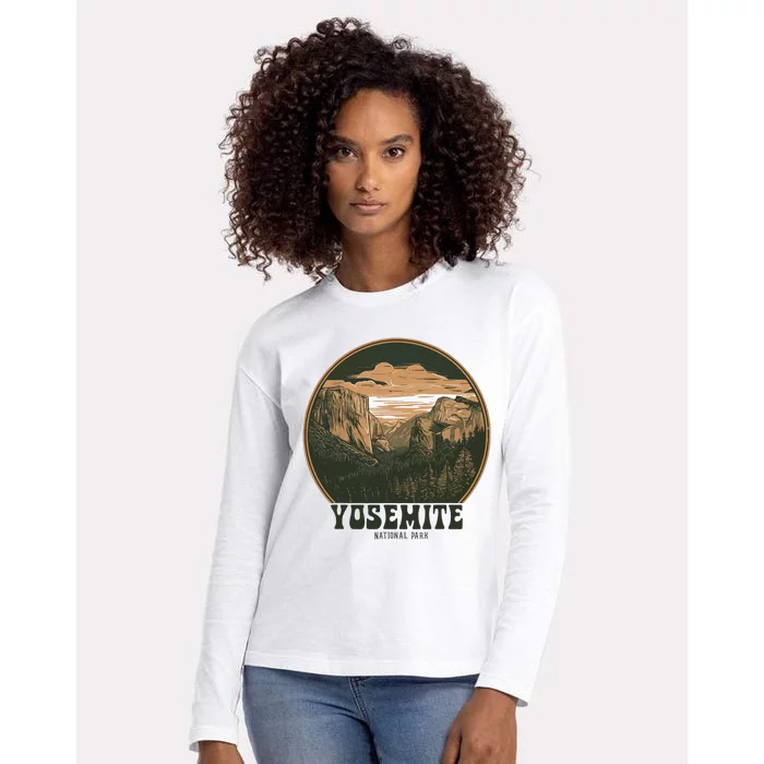 Retro Yosemite Halfdome National Park Vintage Womens Cotton Relaxed Long Sleeve T-Shirt