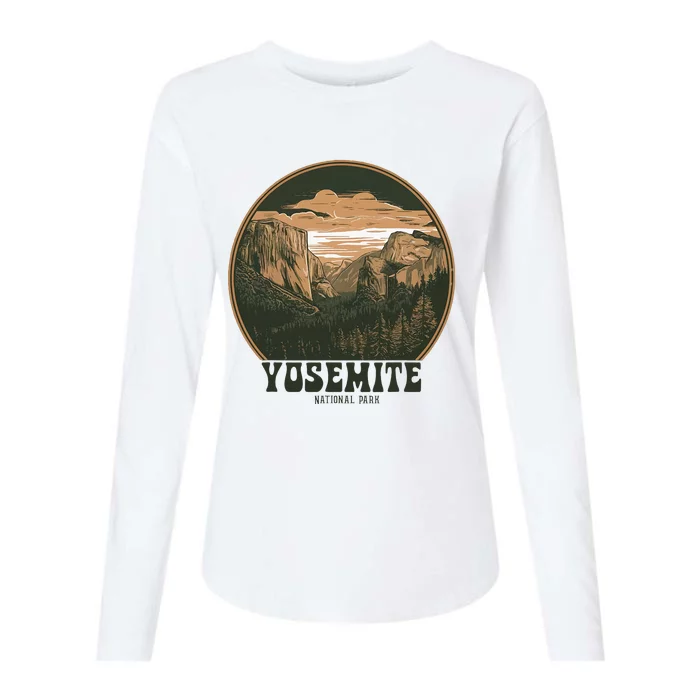 Retro Yosemite Halfdome National Park Vintage Womens Cotton Relaxed Long Sleeve T-Shirt